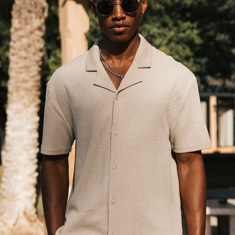 Mauvais Men's Trape Vincent Gird Shirt I. champagne Dogtooth